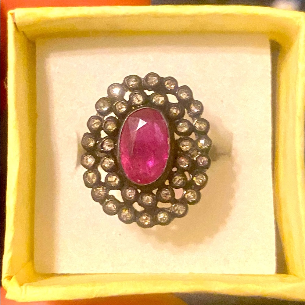 COPY - Antique 3ctw Ruby and old rose cut Diamond ring
